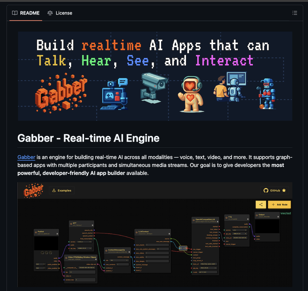 Example of a well-structured GitHub README with clear sections, installation instructions, and usage examples